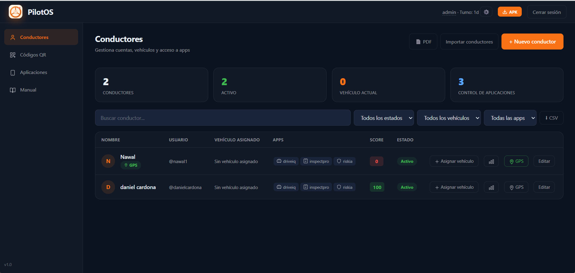 Dashboard PilotOS